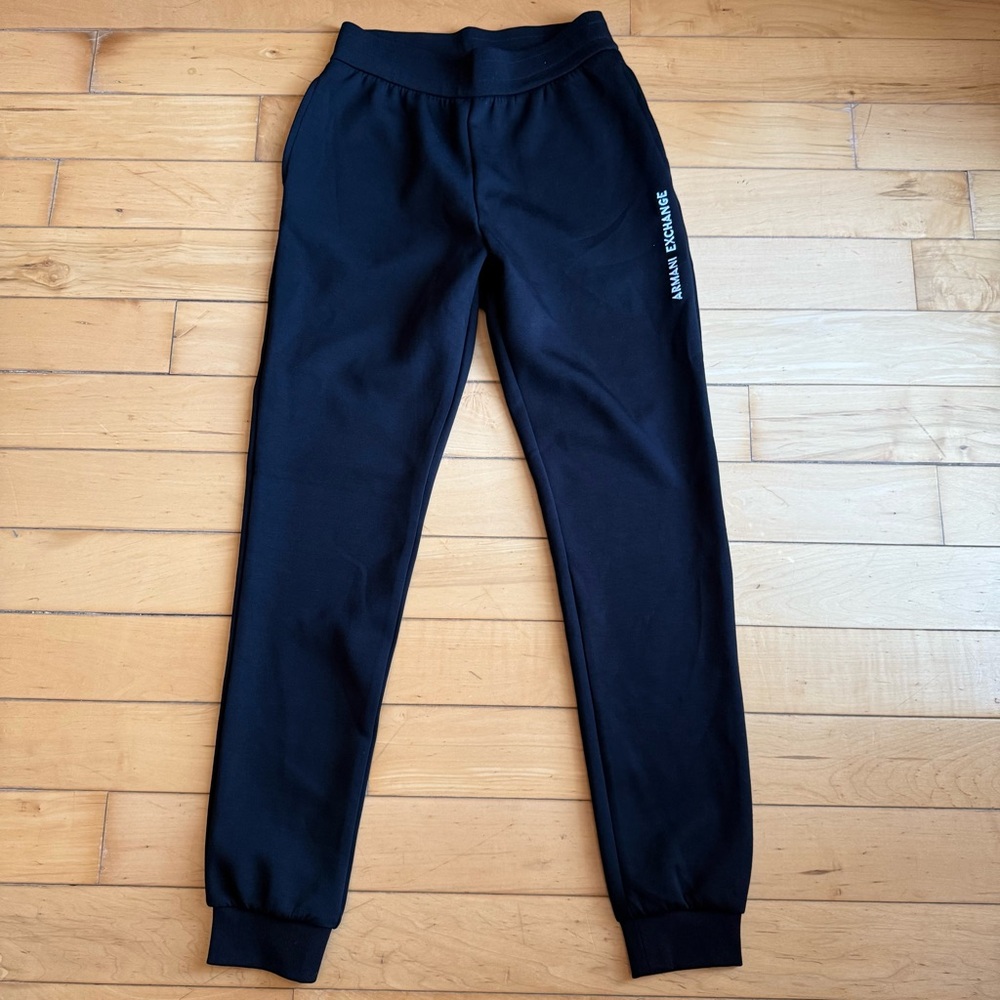 Armani Exchange Women Black TROUSER Jogger Sweatpants with Pockets Size: XS